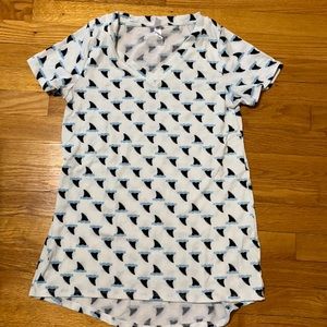 Lula Roe v-neck tee with shark fins